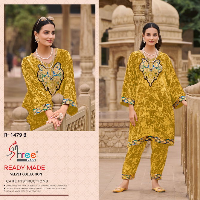 R 1479 By Shree Fabs Velvet Readymade Suits Wholesale In India